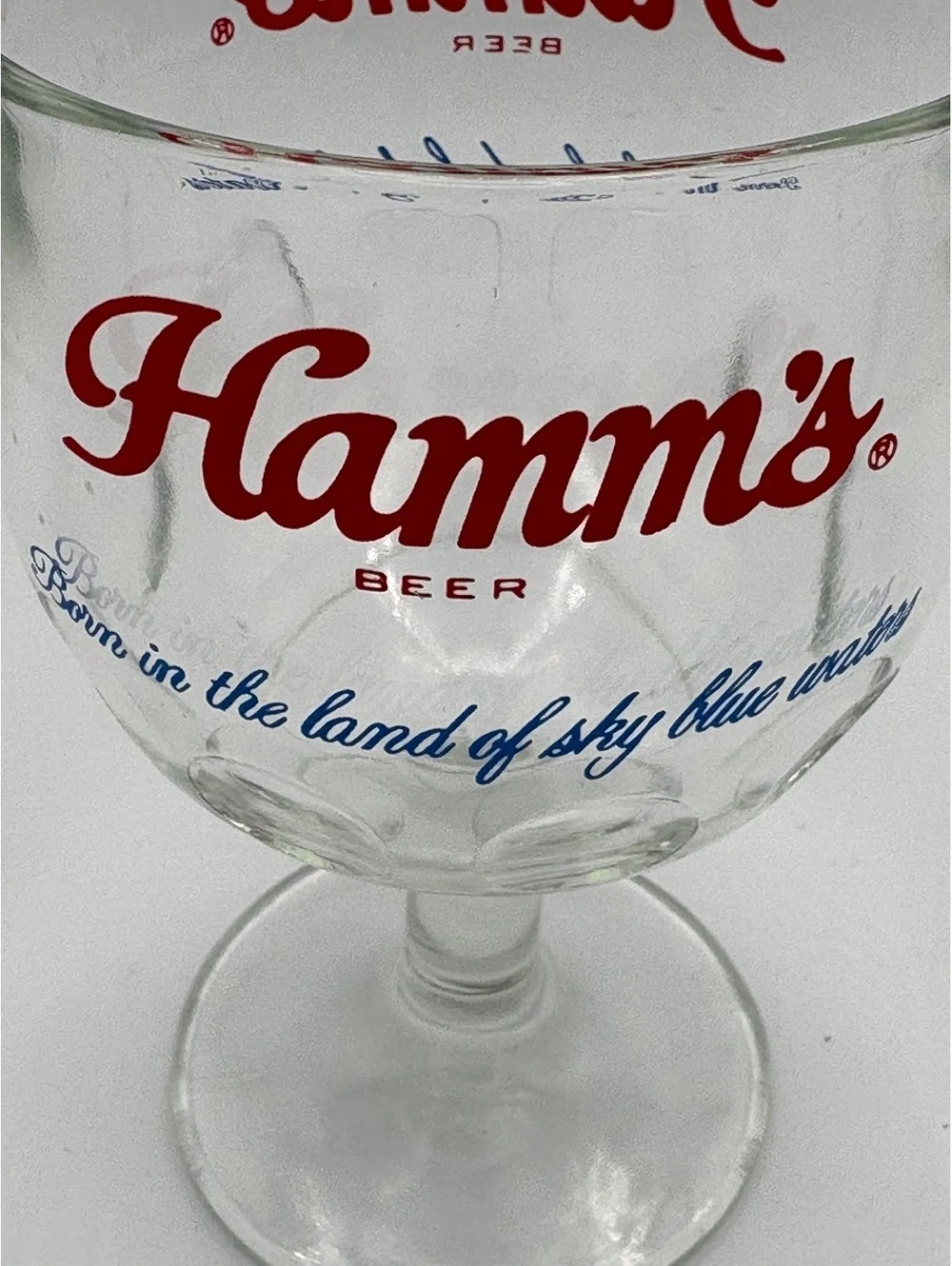 VTG Hamm’s Beer Goblet Glass Thumbprint Chalice From Land of Sky Blue Waters